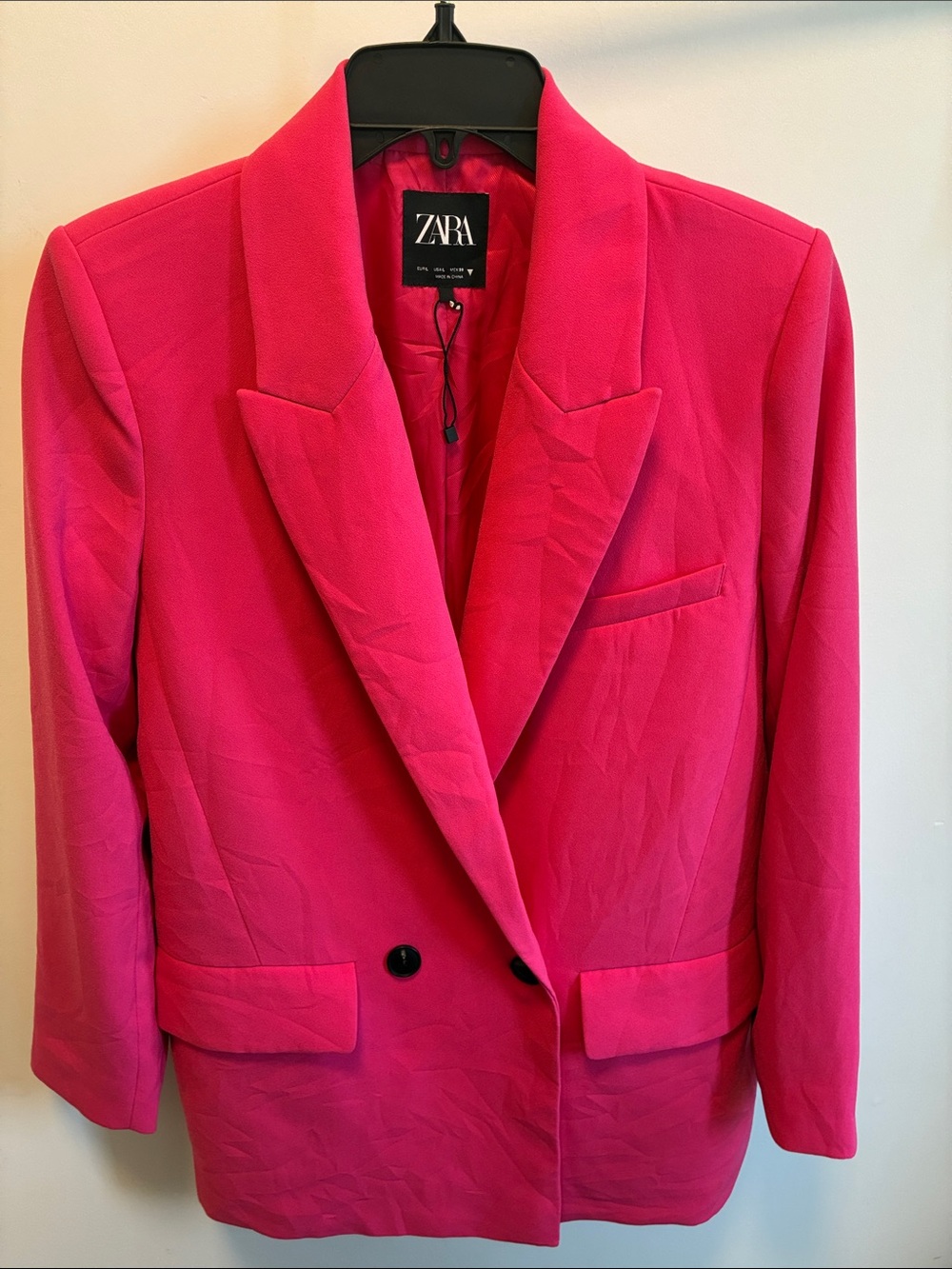 ZARA Hot Pink Double-Breasted Blazer size large